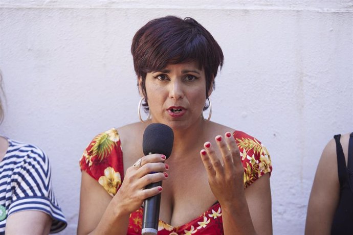 La candidata de Adelante Andalucía a las elecciones andaluzas, Teresa Rodriguez, este martes en Sevilla durante la presentación de los candidatos de este partido.
