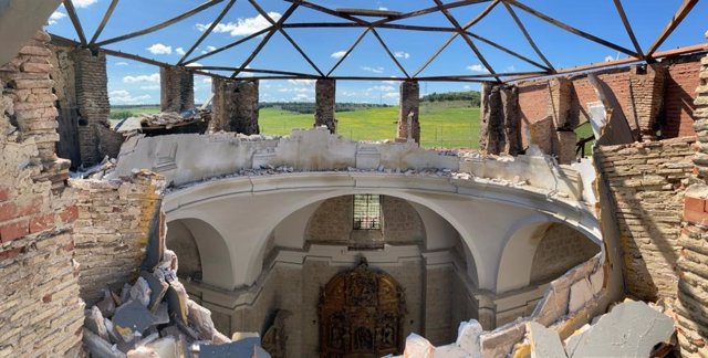 Imagen del derrumbe de la cúpula del monasterio de Alconada en Palencia.