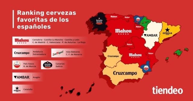 Infografía de ranking de cervezas favoritas por los españoles