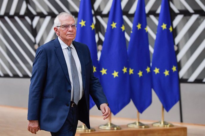 HANDOUT - 17 May 2022, Belgium, Brussels: Josep Borrell Fontelles, High Representative of the Union for Foreign Affairs and Security Policy, arrives to attend the EU Defence Ministers Council at the EU Council building. Photo: -/EU Council/dpa - ATTENTI