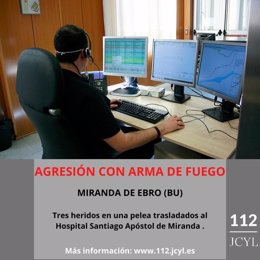 Gráfico elaborado por el 112 con datos sobre la agresión con arma de fuego en Miranda de Ebro (Burgos)