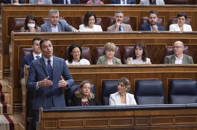 El presidente del Gobierno, Pedro Sánchez, interviene en en el Congreso