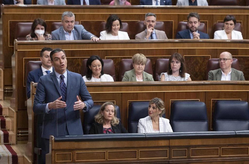 El presidente del Gobierno, Pedro Sánchez, interviene en en el Congreso