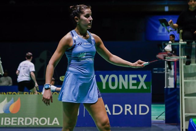 Carolina Marin durante el Campeonato de Europa de bádminton celebrado en Madrid en 2022 