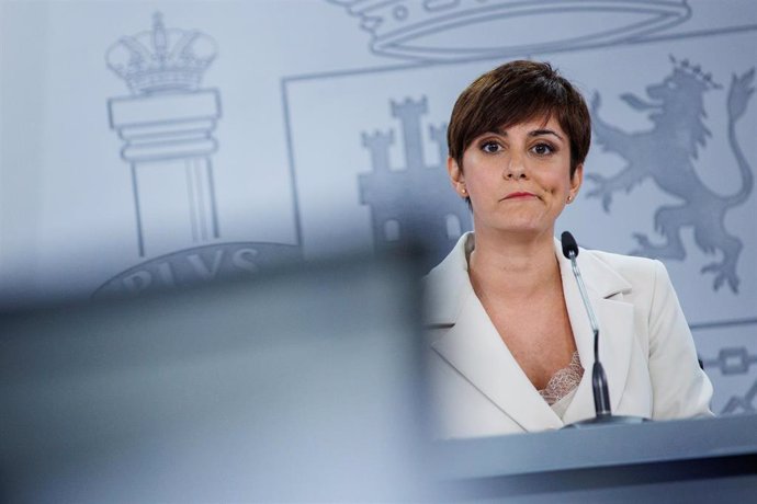 La ministra y portavoz del Gobierno, Isabel Rodríguez, en la rueda de prensa posterior al Consejo de Ministros de este martes 17 de mayo de 2022, en el que se aprobó la distribución de más de 1.200 millones de euros para la FP