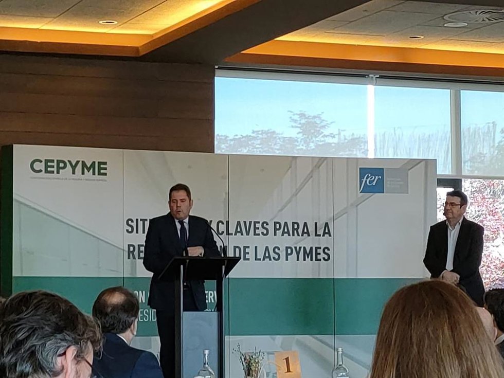El presidente de Cepyme, Gerardo Cuerva, en un acto empresarial en Logroño
