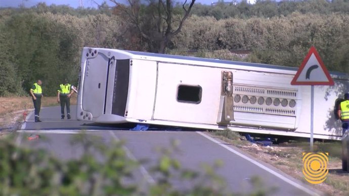 Imagen del autobús accidentado