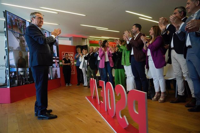 El secretario general del PSOE-A y candidato a la Presidencia de la Junta de Andalucía, Juan Espadas, este miércoles en la presentación del programa de su partido.