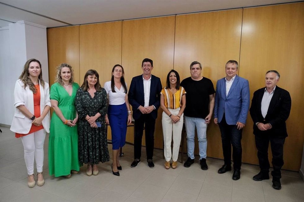 El vicepresidente de la Junta, Juan Marín, en su reunión con empresarios en El Ejido (Almería)