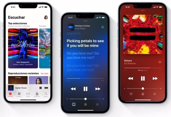 Captura de los servicios de Apple Music