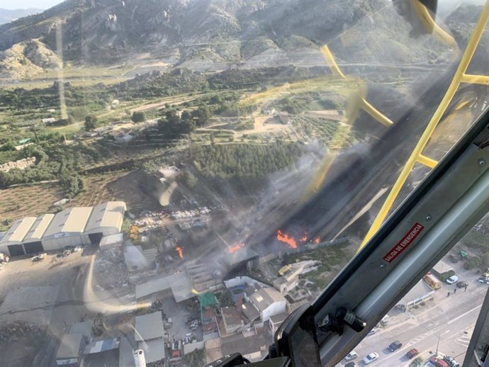 Imagen del lugar del incendio desde el helicóptero de la Dirección General de Seguridad Ciudadana