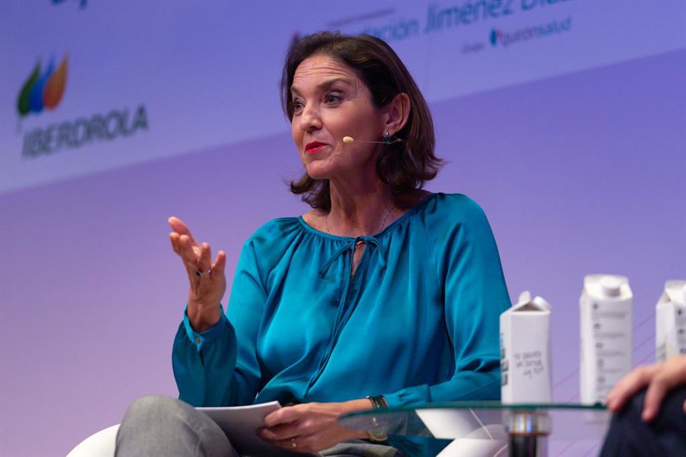 La ministra de Industria, Comercio y Turismo, Reyes Maroto, interviene en la segunda edición de las Jornadas de Fondos Europeos de Recuperación, en el Museo Nacional Centro de Arte Reina Sofía, a 12 de mayo de 2022, en Madrid (España). 