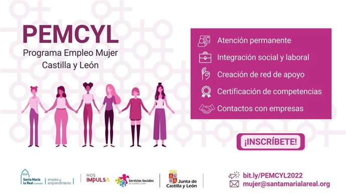 Cartel de la VII edición Empleo Mujer de Castilla y León para mujeres en riesgo de vulnerabilidad