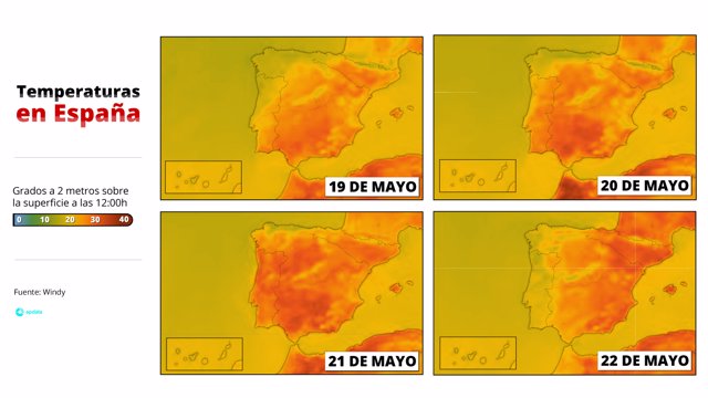 Evolución de las temperaturas en España para el fin de semana