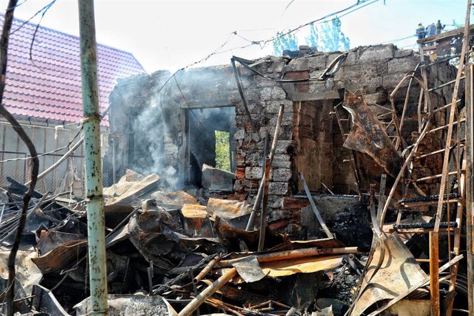 Vivienda destruida por un ataque en la zona de Odesa, Ucrania