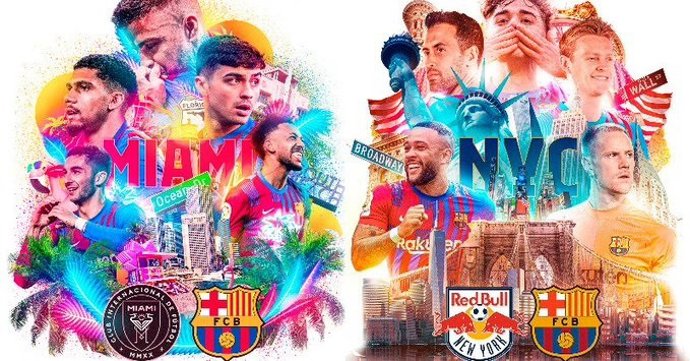 Imagen promocional de la gira del FC Barcelona en Estados Unidos, en verano de 2022, con partidos en Miami y Nueva York