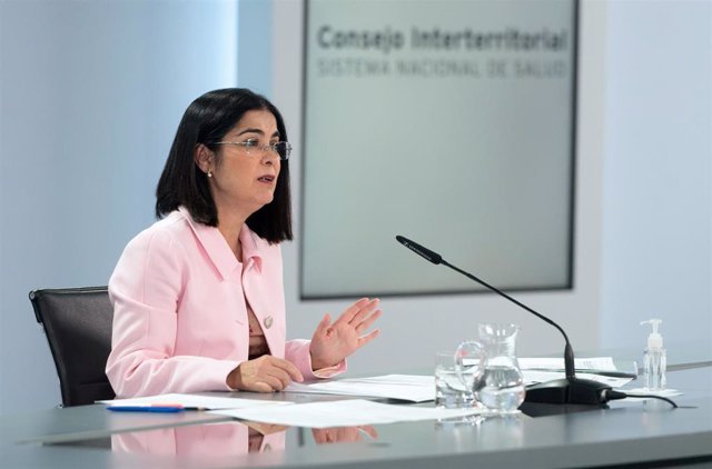 La ministra de Sanidad, Carolina Darias, comparece en rueda de prensa para informar de lo tratado en el Consejo Interterritorial del Sistema Nacional de Salud, en el Complejo de la Moncloa, a 11 de mayo de 2022, en Madrid (España). El gobierno presenta a 