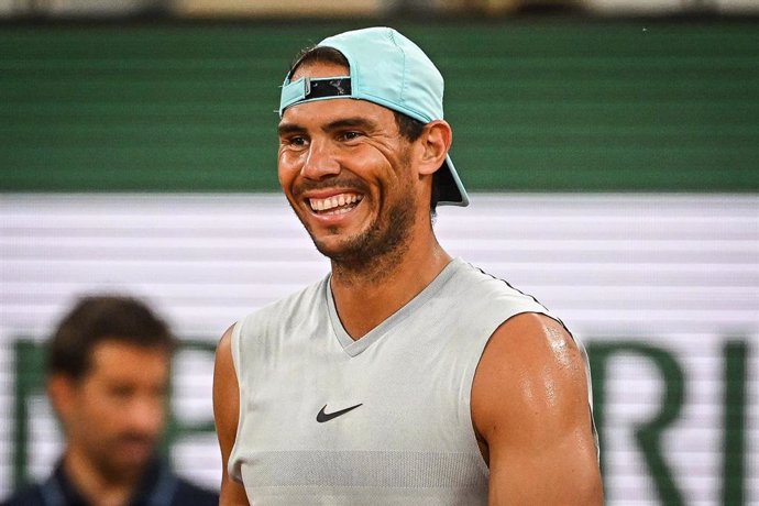 Rafael Nadal of Spain smiling during a training session of Roland-Garros 2022, French Open 2022, Grand Slam tennis tournament on May 19, 2022 at the Roland-Garros stadium in Paris, France - Photo Matthieu Mirville / DPPI