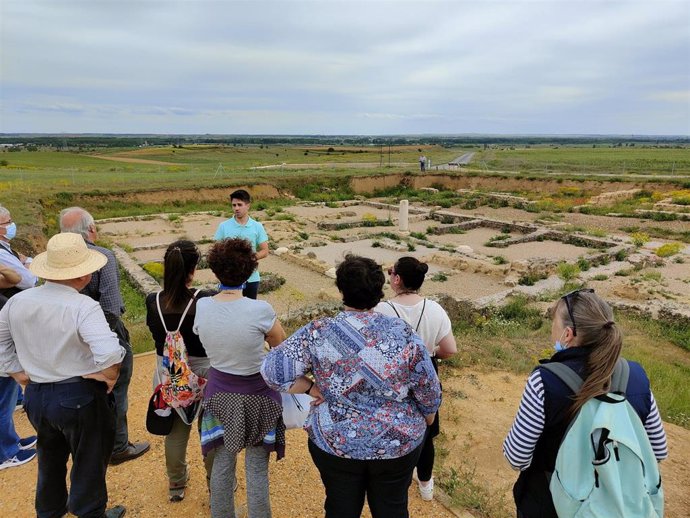 El yacimiento arqueológico de la ciudad astur-romana de Lancia dependiente de la Diputación de León durante una visita.