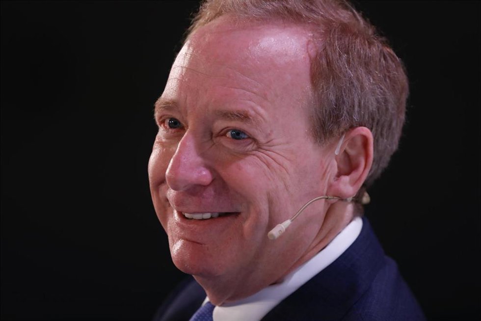 El presidente de Microsoft, Brad Smith, participa en un encuentro en el Hotel The Westin Palace, a 20 de mayo de 2022, en Madrid (España). 