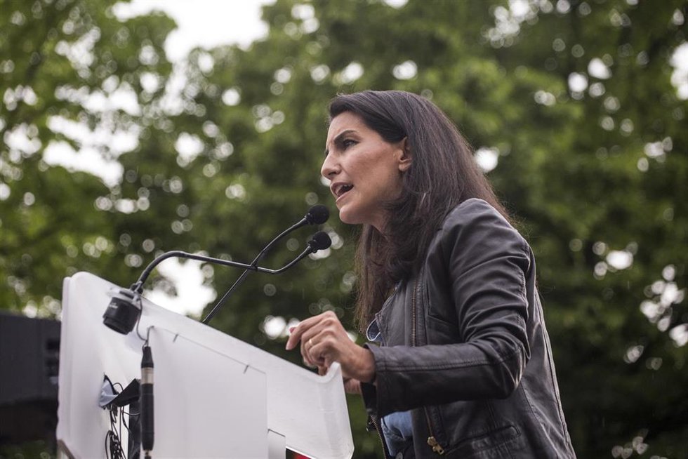 Archivo - La candidata de Vox a la Presidencia de la Comunidad de Madrid, Rocío Monasterio, en un acto de campaña del partido en el Parque Duque de Ahumada, a 27 de abril de 2021, en Madrid (España). Este es el primer acto después de que en la tarde de 