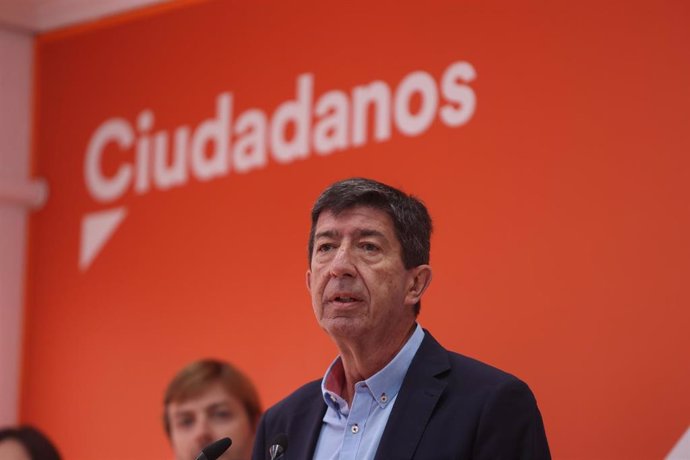 El coordinador de Cs en Andalucía y vicepresidente de la Junta de Andalucía, Juan Marín, en una foto de archivo en una rueda de prensa en Sevilla.