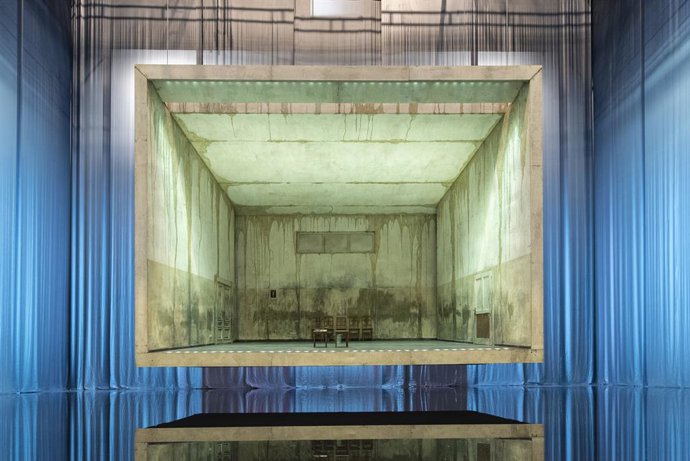 Vista del escenario durante un ensayo de Wozzeck en en el Palau de les Arts de Valncia. 