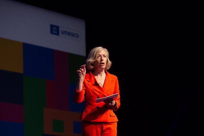 La subdirectora general de educación de Unesco, Stefania Giannini, en el cierre de la Conferencia Mundial de Educación Superior de Barcelona