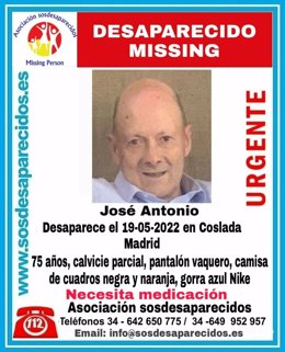 Buscan a un hombre desaparecido en  Coslada el jueves que necesita medicación