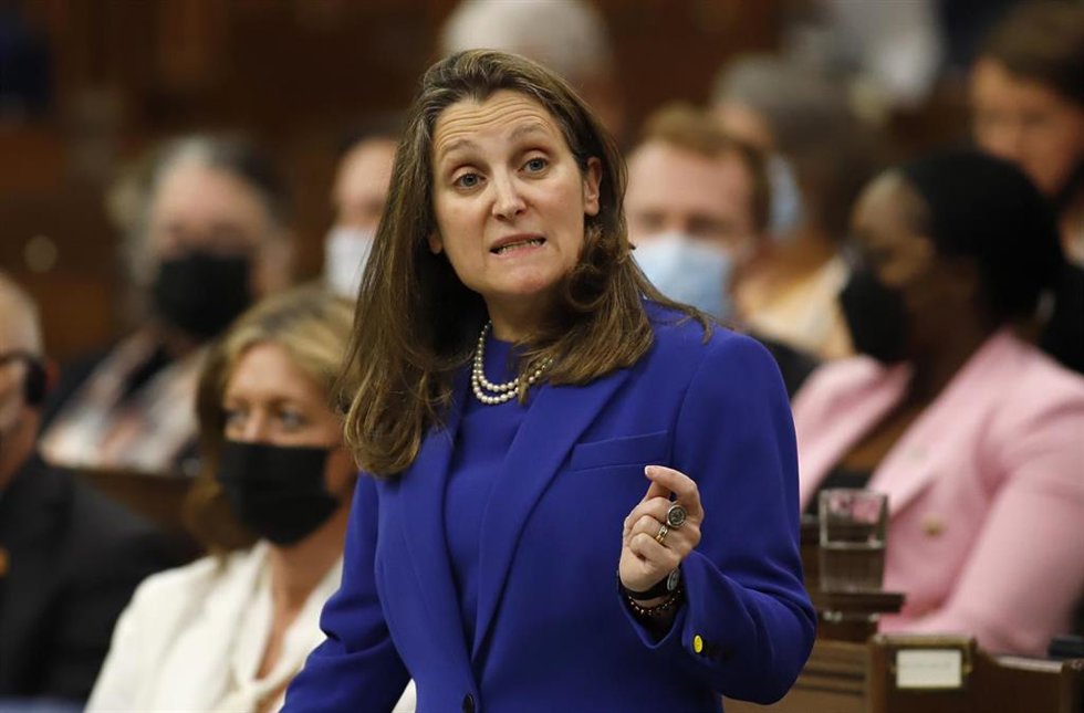 La vice primera ministra de Canadá, Chrystia Freeland.