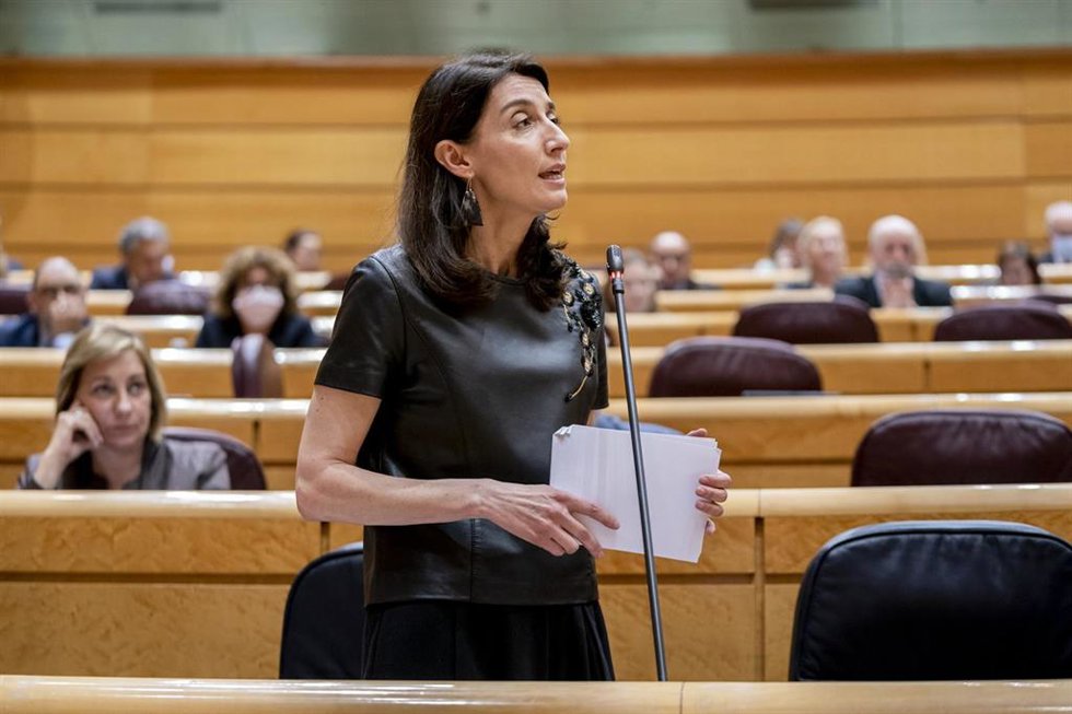 La ministra de Justicia, Pilar Llop, interviene en una sesión de control al Gobierno en el Senado, a 26 de abril de 2022, en Madrid (España).