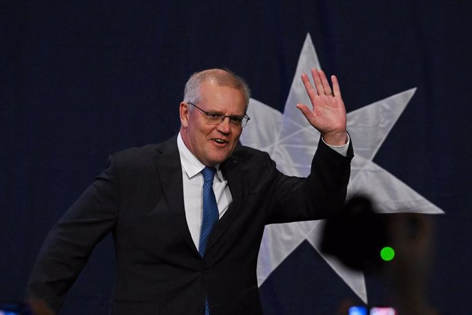 Scott Morrison arrives to concede defeat at the Federal Liberal Reception during the at The Fullerton Hotel 2022 Federal Election, Sydney, Saturday, May 21, 2022. More than 17 million Australians have voted to elect the next federal government. (AAP Ima