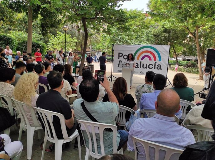 La Candidata A La Presidencia De La Junta De Andalucía Por La Coalición 'Por Andalucía', Inmaculada Nieto, Interviene En Un Acto Preelectoral En Málaga.