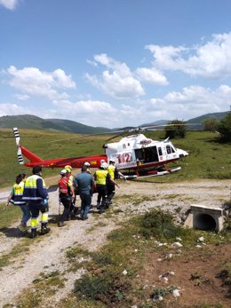 Los equipos de emergencia en la actuación en Bárcena