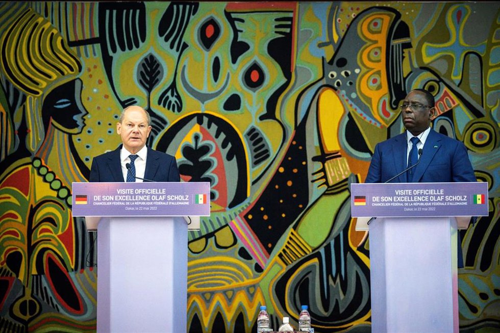 El canciller alemán, Olaf Scholz, y el presidente de Senegal, Macky Sall