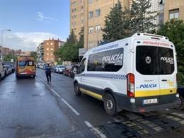 Vehículo de Policía Municipal en un accidente