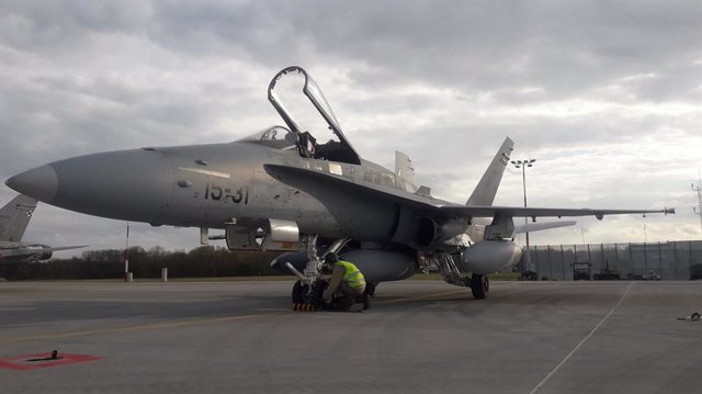 Archivo - Avión F-18 del Ejército del Aire en Lituania en la misión de Policía Aérea del Báltico