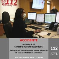 Una herida al volcar su turismo en la BU-800 a la altura de Carcedo de Burgos