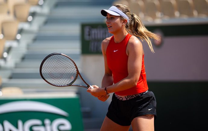 Paula Badosa of Spain during practice ahead of the 2022 Roland Garros Grand Slam tennis tournament