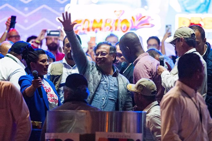 Gustavo Petro durante el cierre de su campaña en Bogotá.