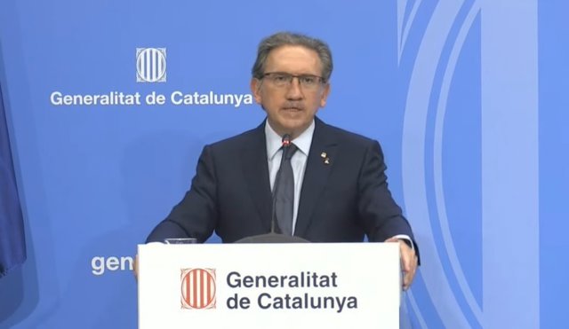 El conseller d'Economia i Hisenda de la Generalitat, Jaume Giró, aquest dilluns en la roda de premsa