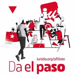 Imagen del logotipo de la nueva campaña de afiliación lanzada por IU, bajo el lema 'Da el paso'.