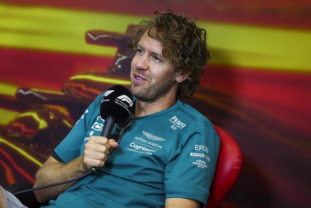 Sebastian Vettel, en una rueda de prensa en el Gran Premio de Espana 2022. Florent Gooden / DPPI