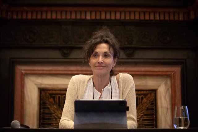 La presidenta de Trea Capital y de la fundación Tanja, Rosa Cañadas, interviene durante la presentación de su candidatura como presidenta del Cercle d’Economia, a 23 de mayo de 2022, en Barcelona, Cataluña (España). Por primera vez se convocan unas elecci