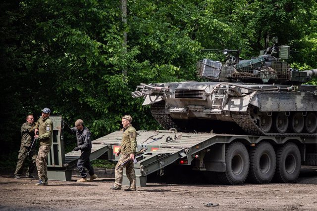 Soldados ucranianos, a 19 de mayo de 2022, en  Donetsk (Donbas).