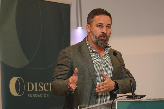 El presidente de Vox, Santiago Abascal, en unas jornadas sobre inmigración en Almería
