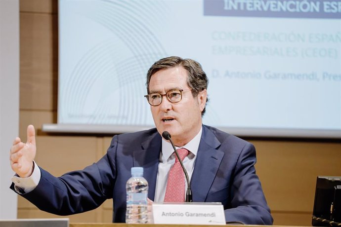 El presidente de la CEOE, Antonio Garamendi, durante su intervención en el Foro Medcap 2022