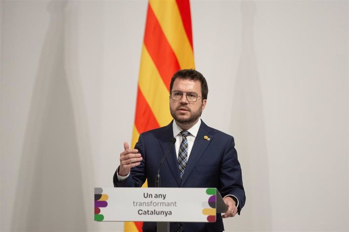 El presidente de la Generalitat, Pere Aragons, presenta el balance del primer año del Govern.