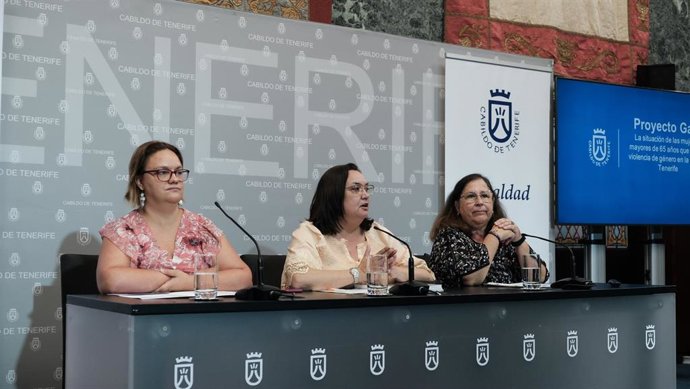 La consejera de Acción Social del Cabildo de Tenerife, Marian Franquet (c), en la presentación de un estudio sobre violencia de género en Tenerife
