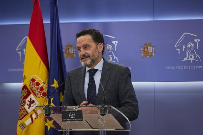 El portavoz adjunto de Ciudadanos en el Congreso, Edmundo Bal, interviene en una rueda de prensa previa a una Junta de Portavoces, en el Congreso de los Diputados, a 24 de mayo de 2022, en Madrid (España).